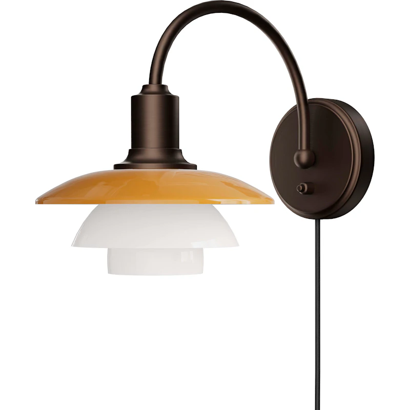 PH 2/2 Vegglampe Med Ledning & Bryter Centenary Edition, Amber / Opal White
