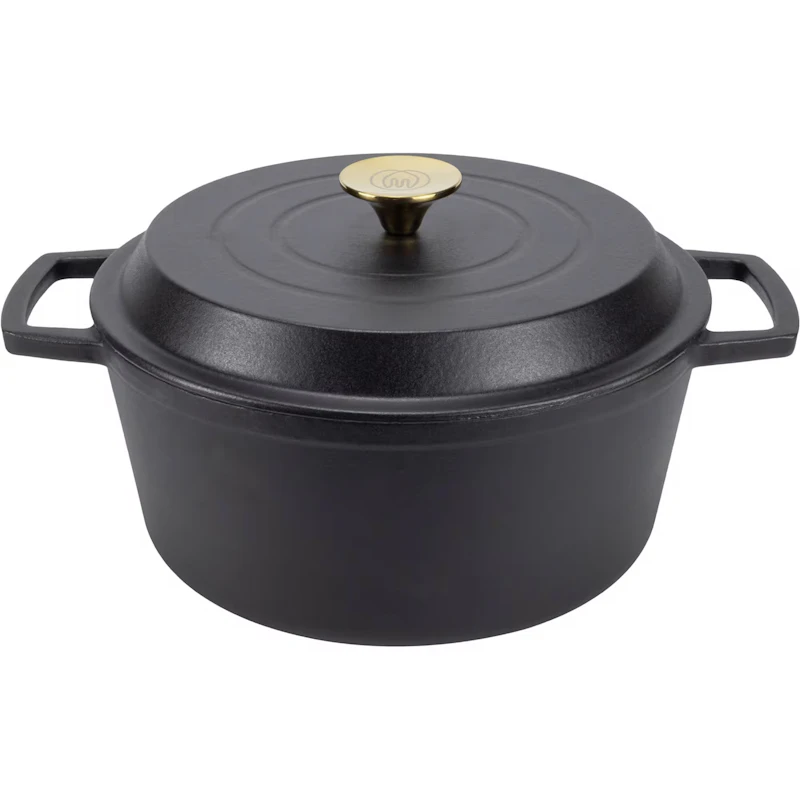 Støpejernsgryte 5 L, Matt Sort