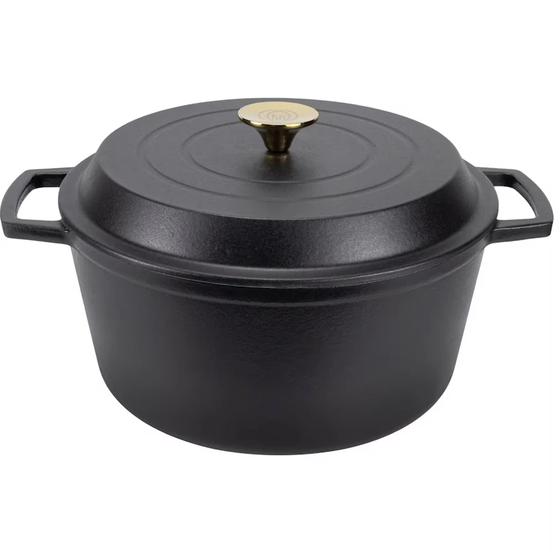 Støpejernsgryte 6 L, Matt Sort