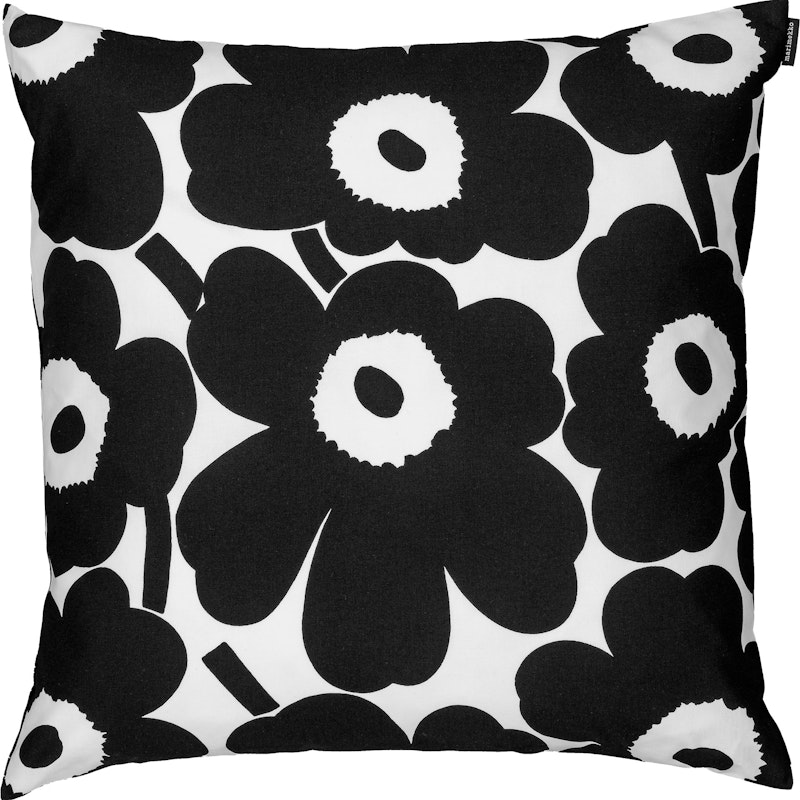 Pieni Unikko Putetrekk 50x50 cm, Sort / Hvit