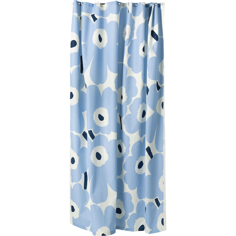 Unikko Dusjforheng 180x200 cm, Off-white / Lyseblå / Marineblå