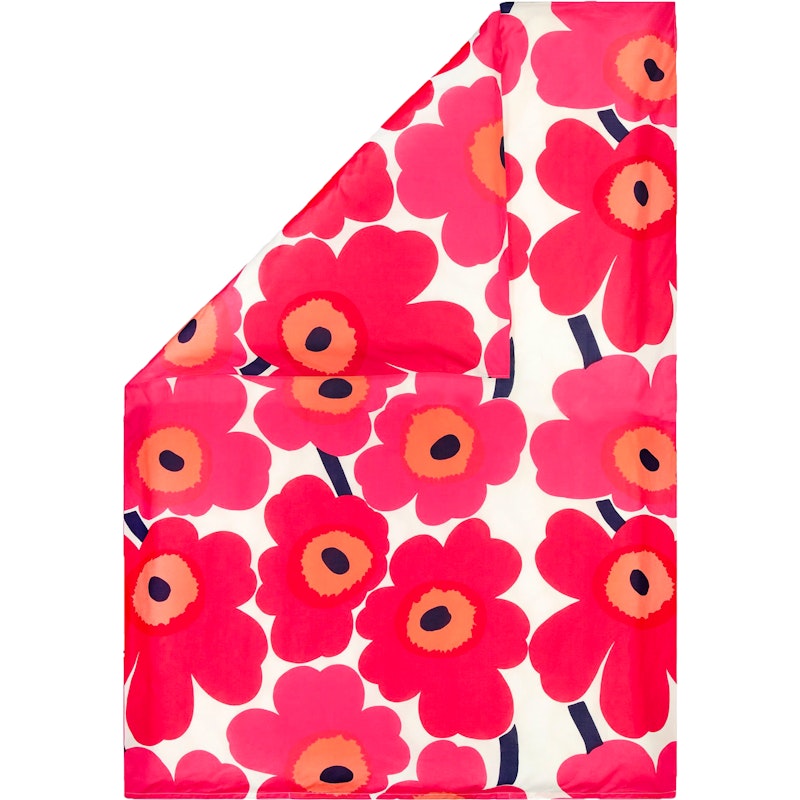 Unikko Dynetrekk Hvit / Rød, 150x210 cm