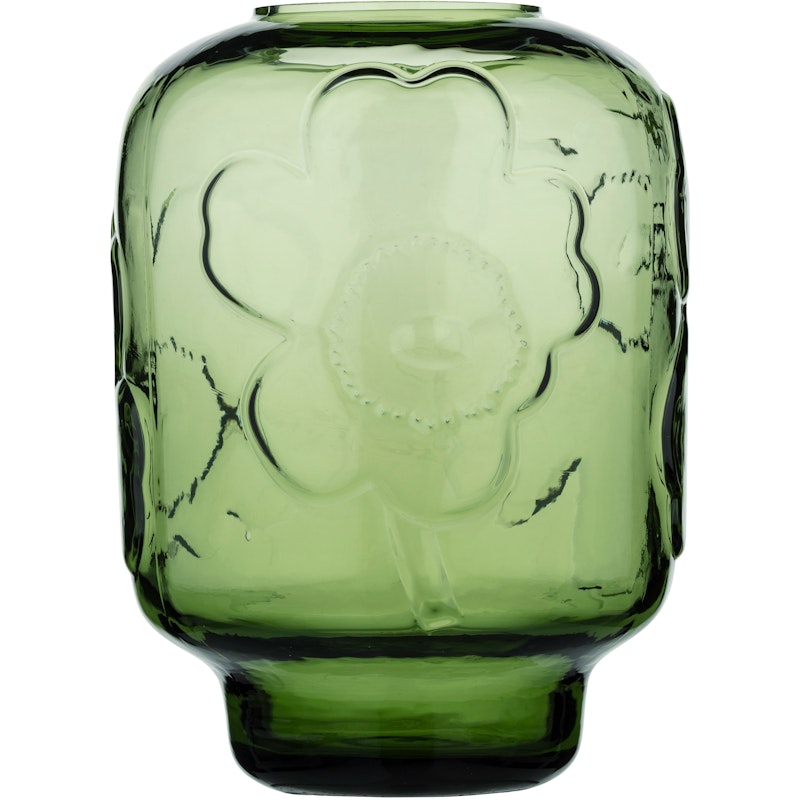 Unikko Glassvase 18 cm, Oliven