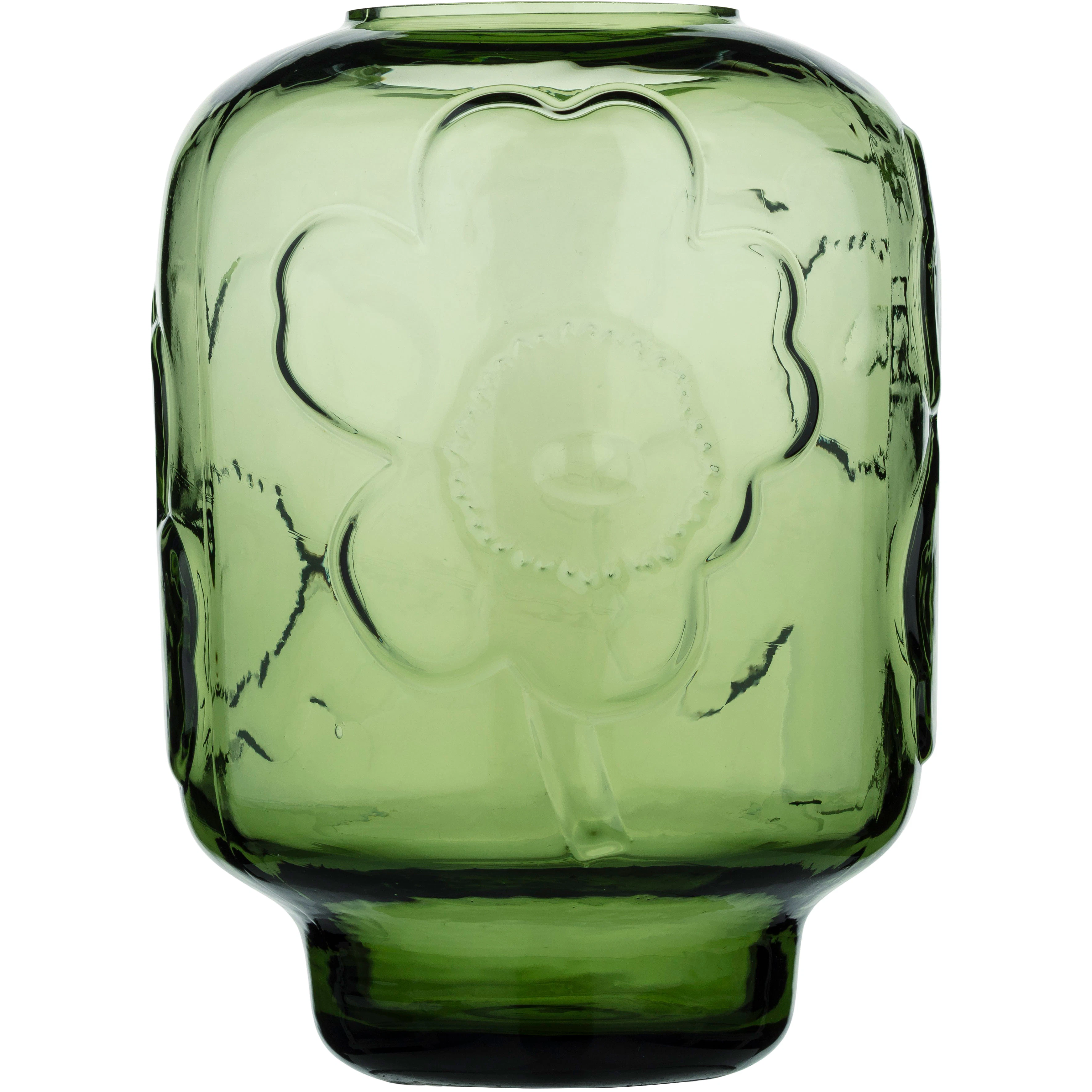 Unikko Glassvase 18 cm, Oliven