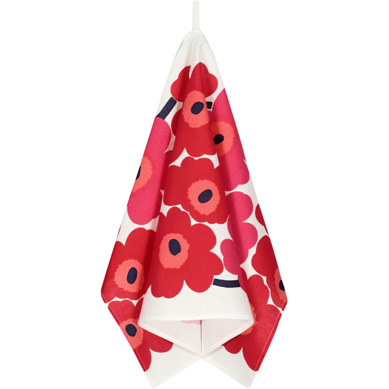 Unikko Kjøkkenhåndkle 47x70 cm 2-pk, Hvit / Rød