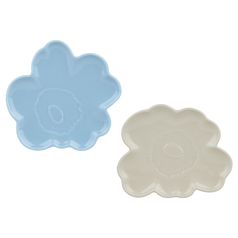 Unikko Shape Tallerken 13 cm 2-pk, Lyseblå / Off-white
