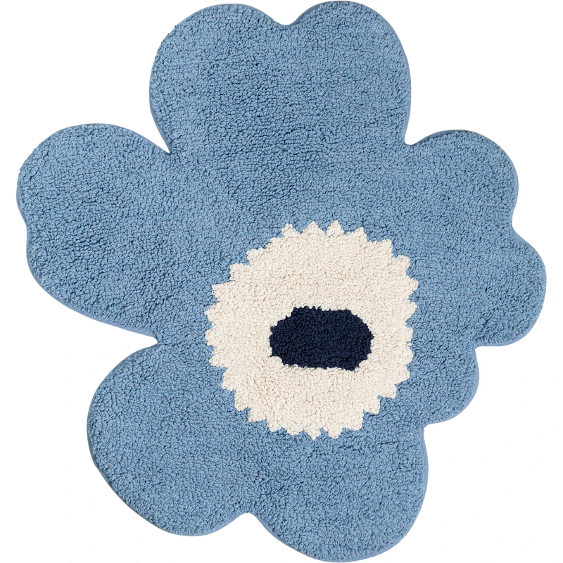 Unikko Terry Baderomsmatte 73X74 cm, Off-white / Lyseblå / Marineblå