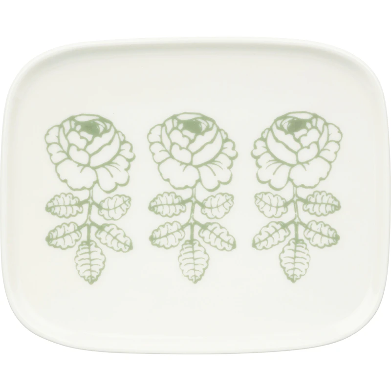 Wedding Rose Tallerken 12x15 cm, Hvit / Sage