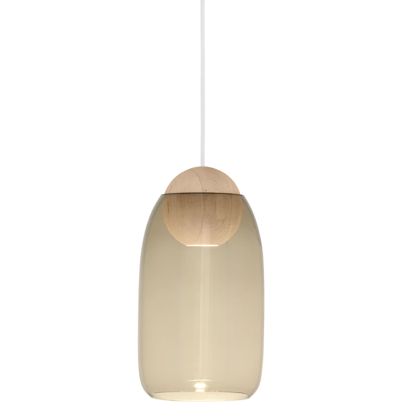 Liuku Ball Pendel, Mattlakkert Lindetre / Røkt Glass