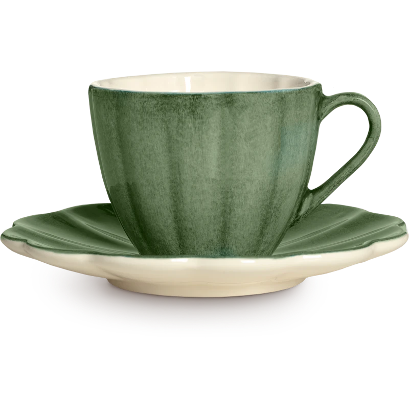 Oyster Kopp Med Tallerken 25 cl, Skogsgrønn