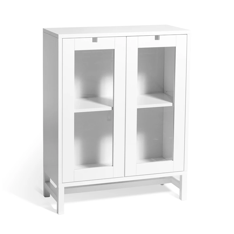 Falsterbo Cabinet Glass Doors 90 cm, White Lacquer