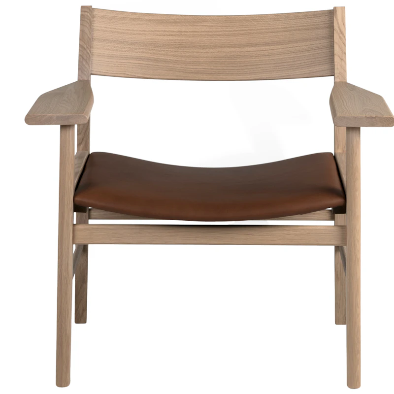Siza Loungestol, Hvitpigmentert Eik / Cognacfarget Skinn