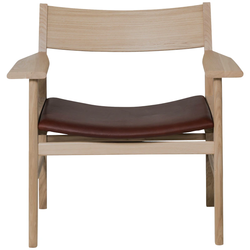 Siza Loungestol, Hvitpigmentert Eik / Mocca Skinn