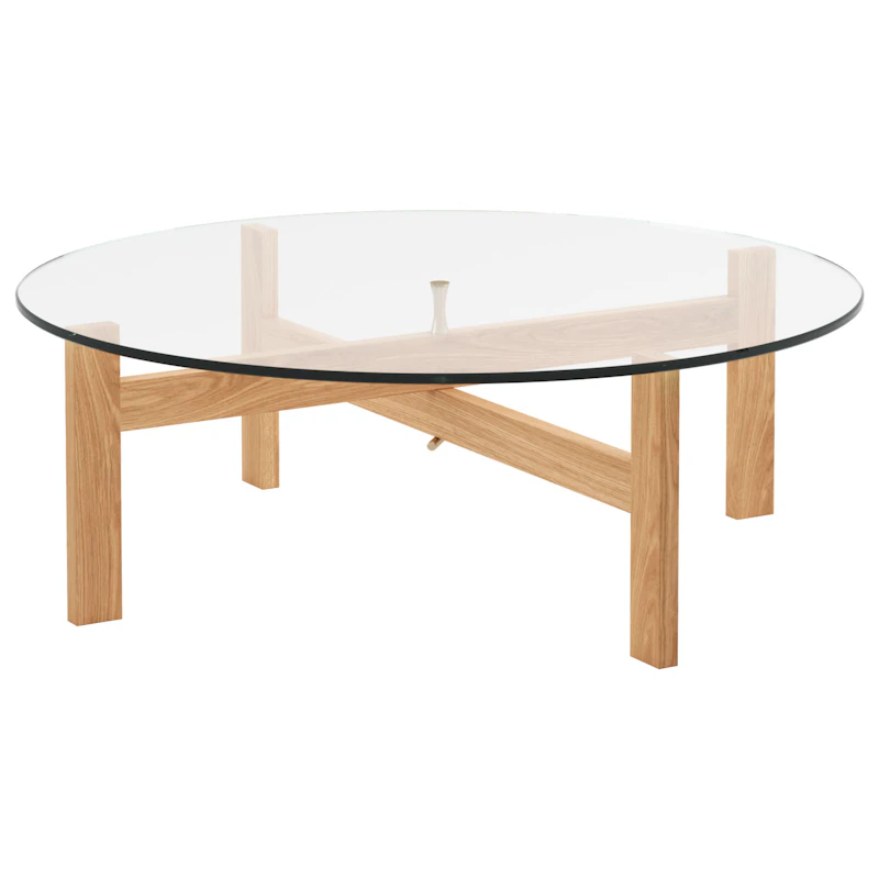 Round Salongbord Eik / Glass, Ø88 cm