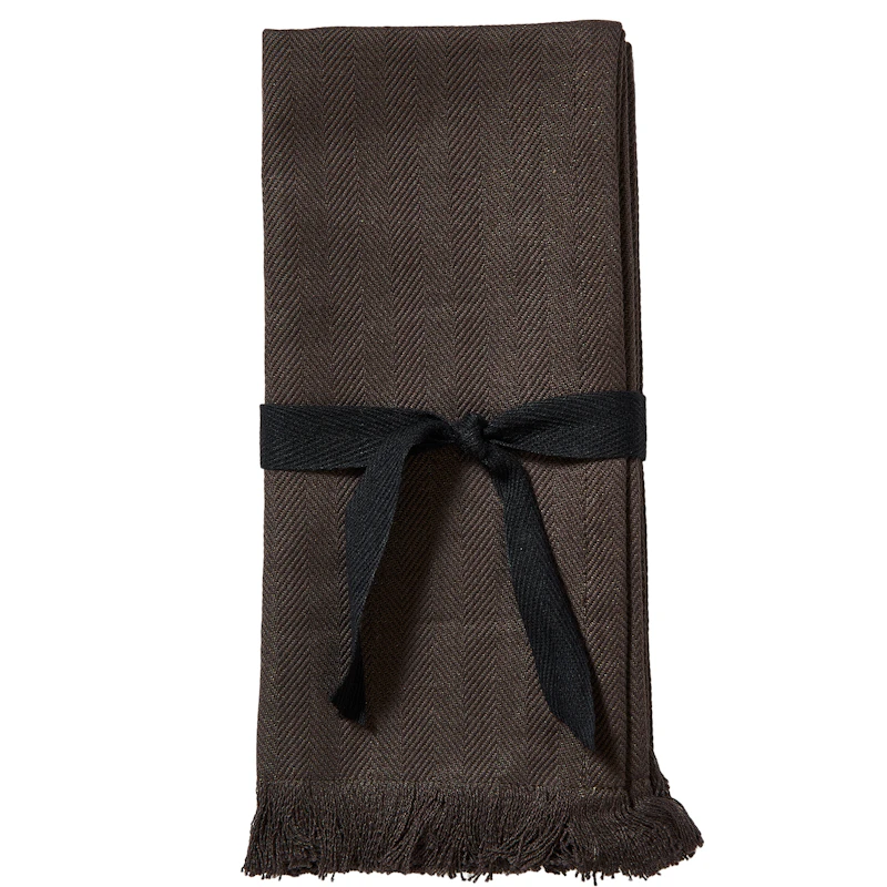 Umami Serviett 45x45 cm 2-pk, Brun / Sort
