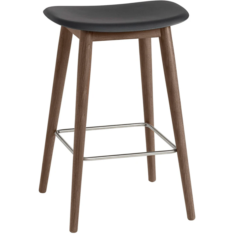 Fiber Barstol Tre 65 cm, Sort/Mørkbeiset Eik