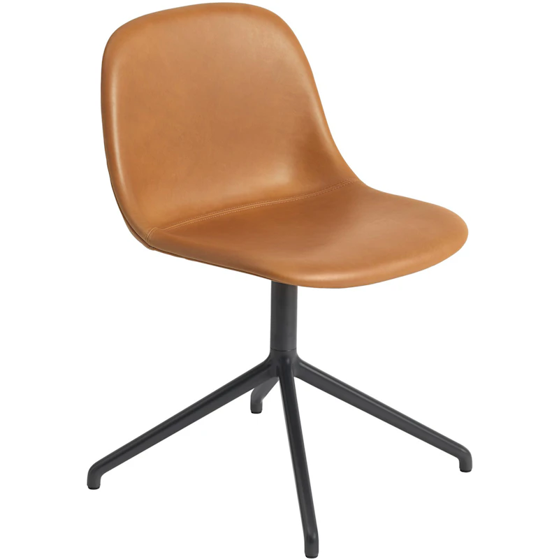 Fiber Kontorstol Dreiesokkel med Skinnsete, Refine 0250 Cognacfarget/Sort