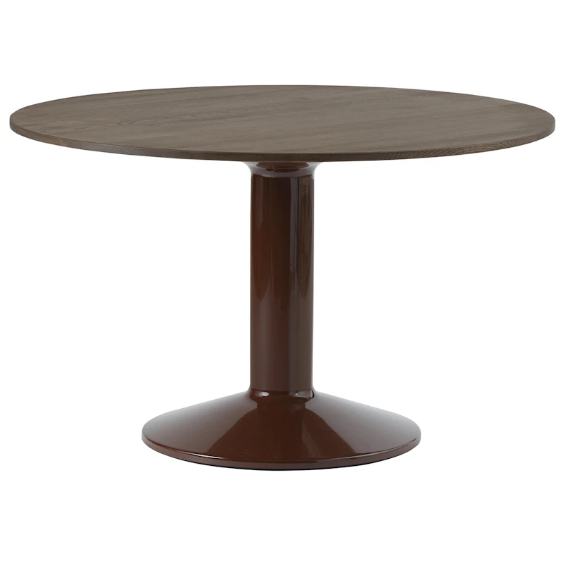 Midst Spisebord Ø120 cm, Mørkoljet Eik / Mørkerød