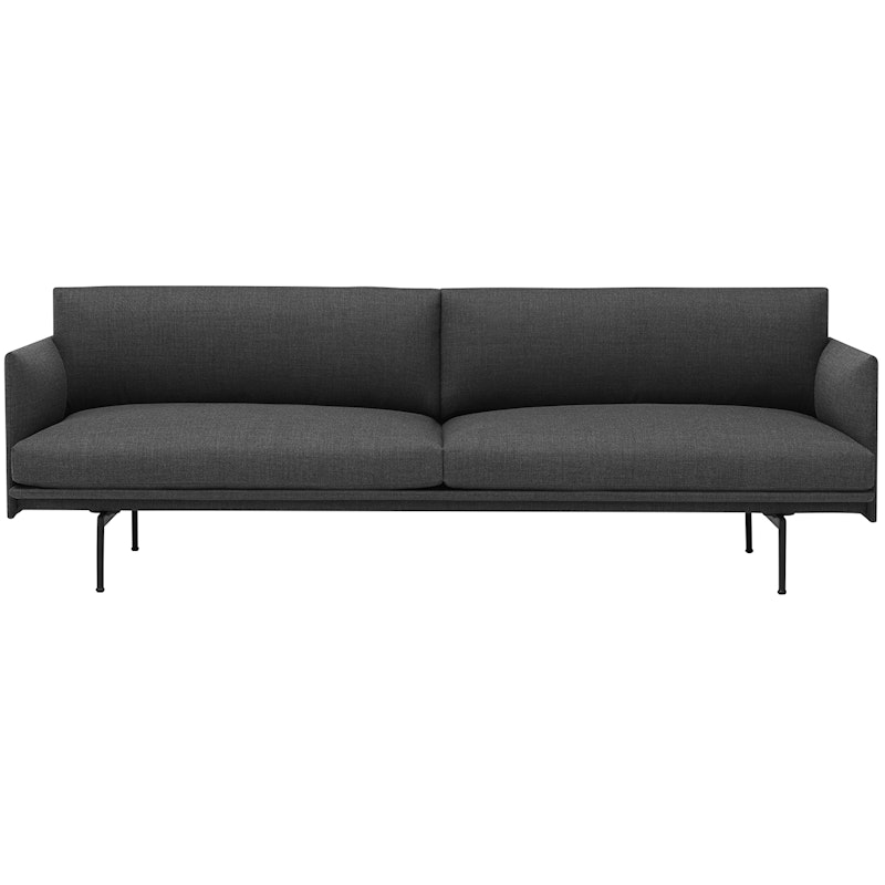 Outline Sofa 3-seters, Sort Aluminium / Remix 163