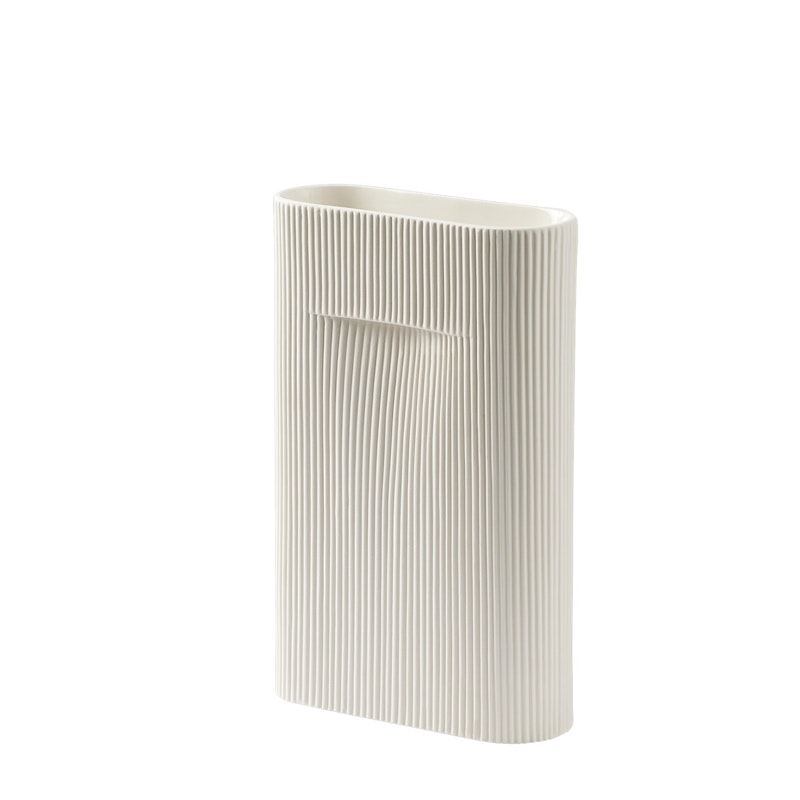 Ridge Vase 35 cm, Off-white