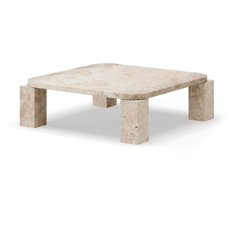 Atlas Salongbord 82x82 cm, Unfilled Travertine