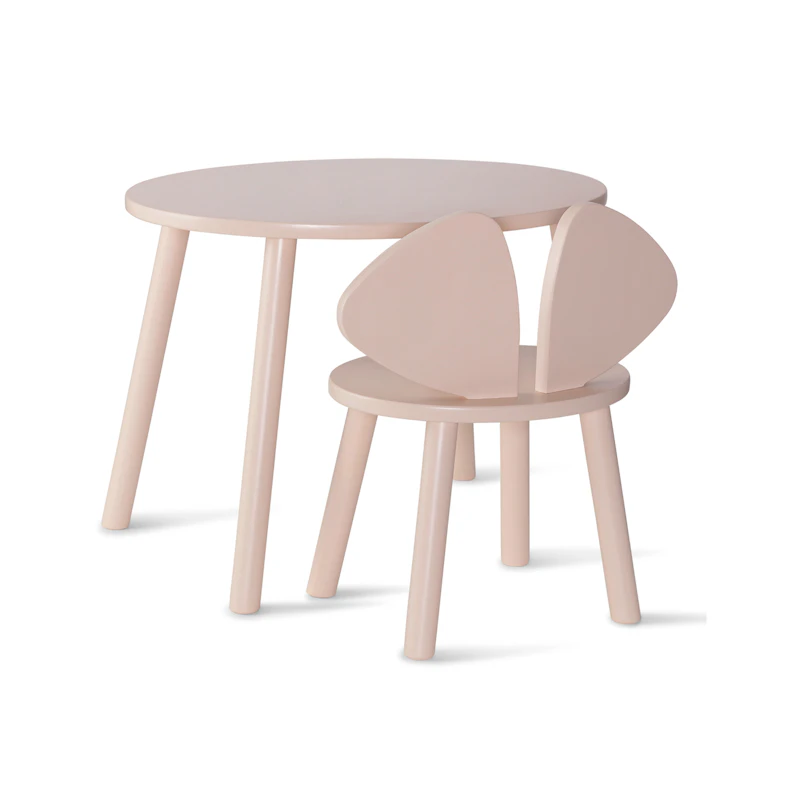 Mouse Sett Barnestol + bord (6–10 år), Rosa