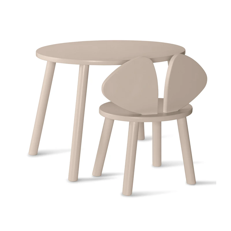 Mouse Sett Barnestol + bord (6–10 år), Beige