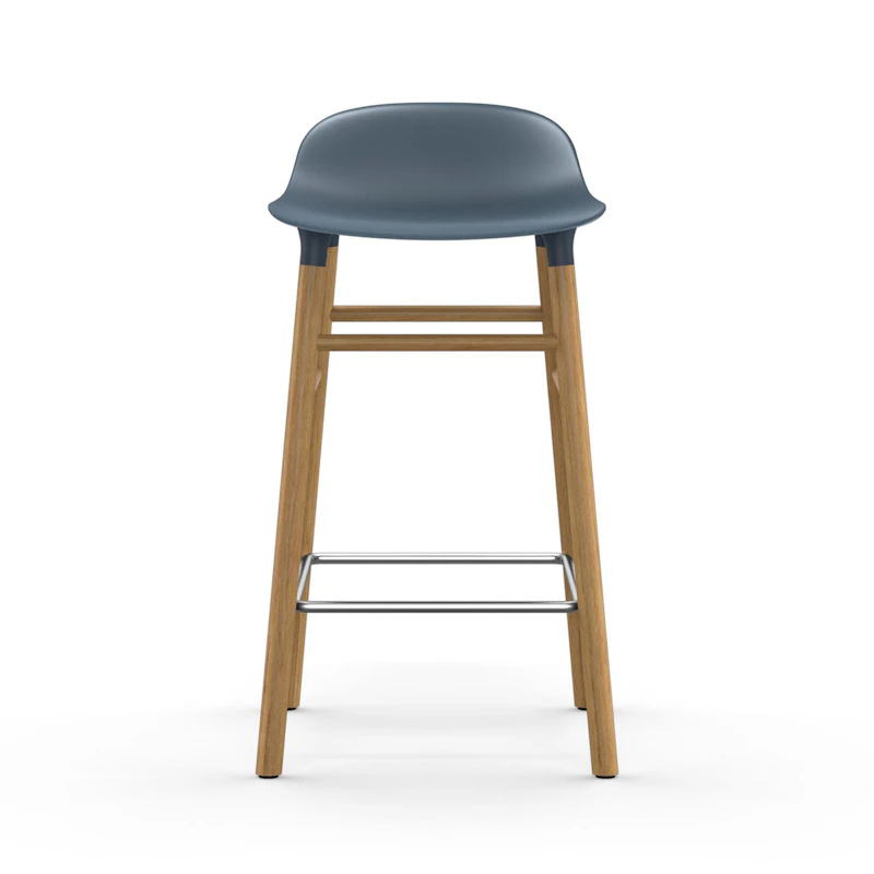 Form Barstol 65 cm, Blå/Eik