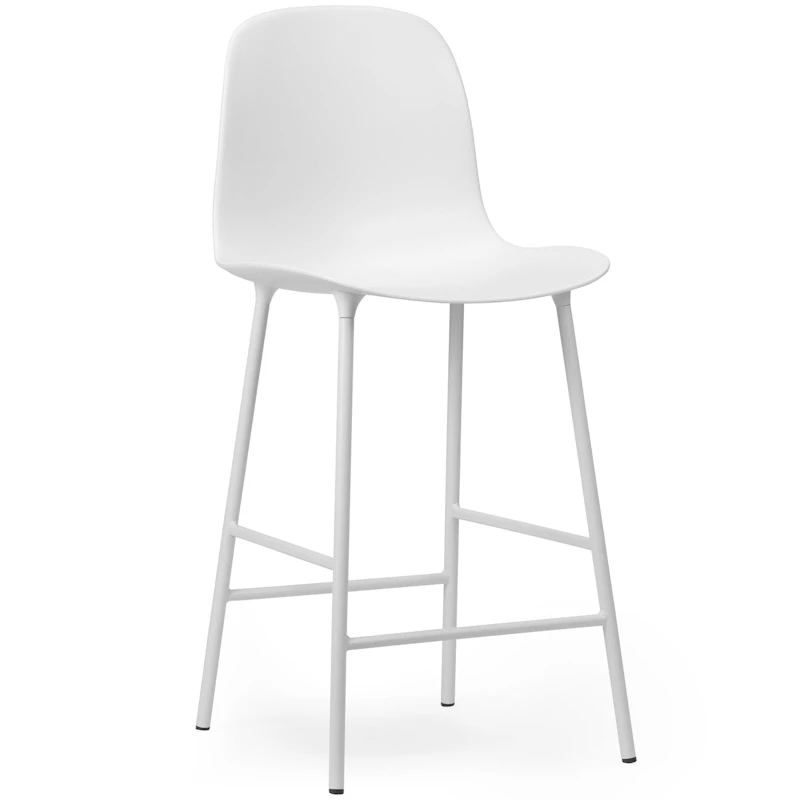Form Barstol Høy Rygg 65 cm Stål, Hvit