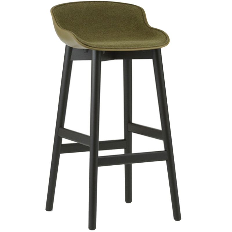 Hyg Barstol 75 cm, Polstret Front, Olive / Svart Eik