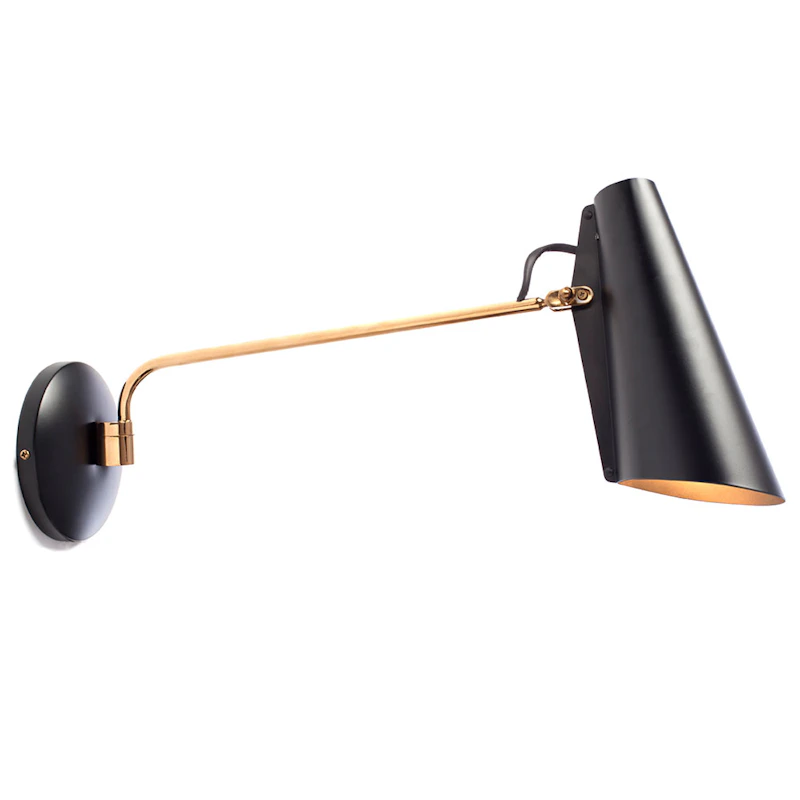 Birdy Swing Vegglampe, Sort/Messing