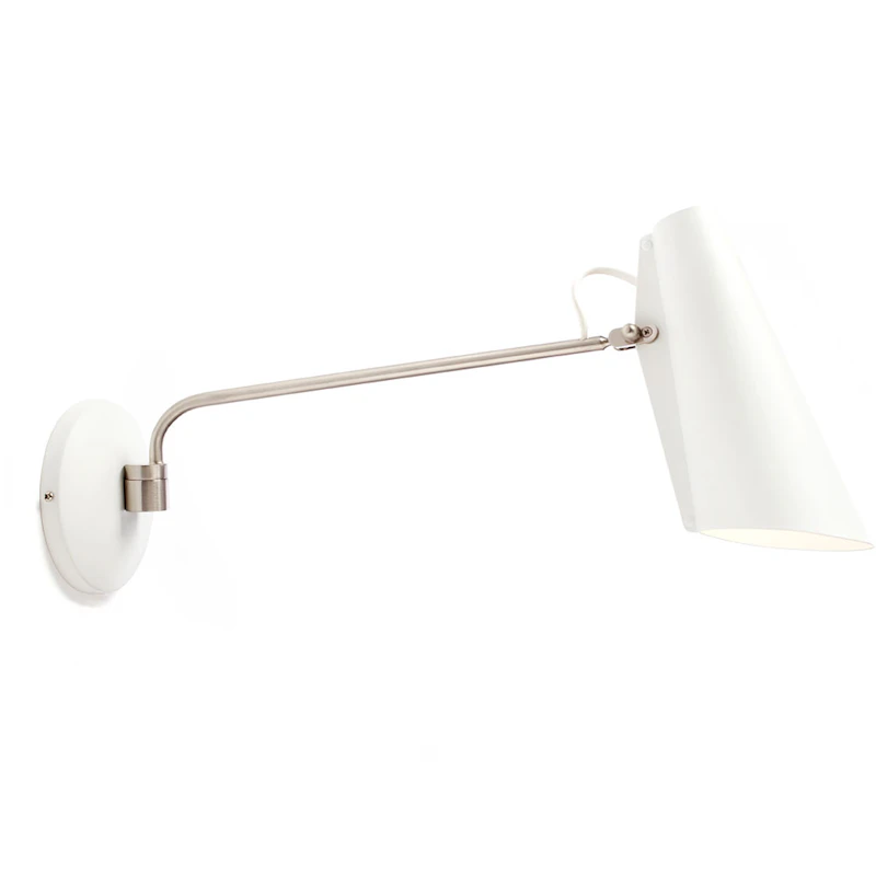 Birdy Swing Vegglampe, Hvit/Stål