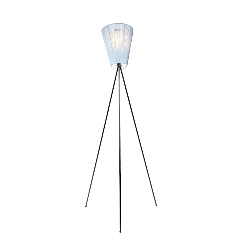 Oslo Wood Gulvlampe, Black/Light Blue