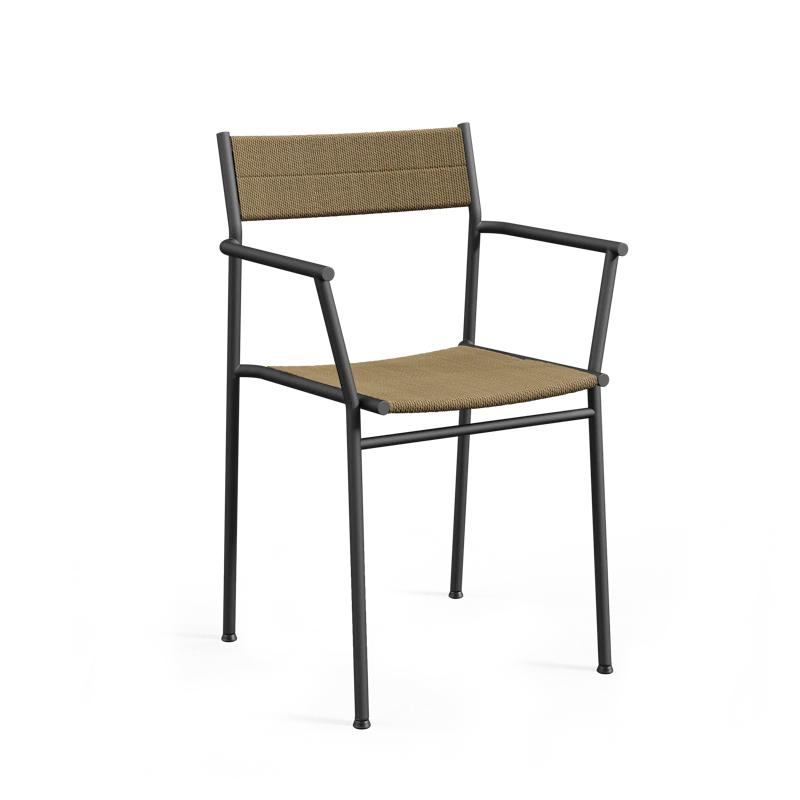 Vev Spisestol Med Armlener Svart/Brun