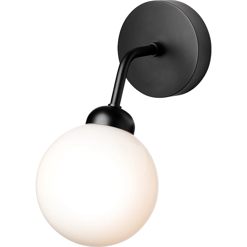 Apiales Vegglampe, Satin Black / Opal