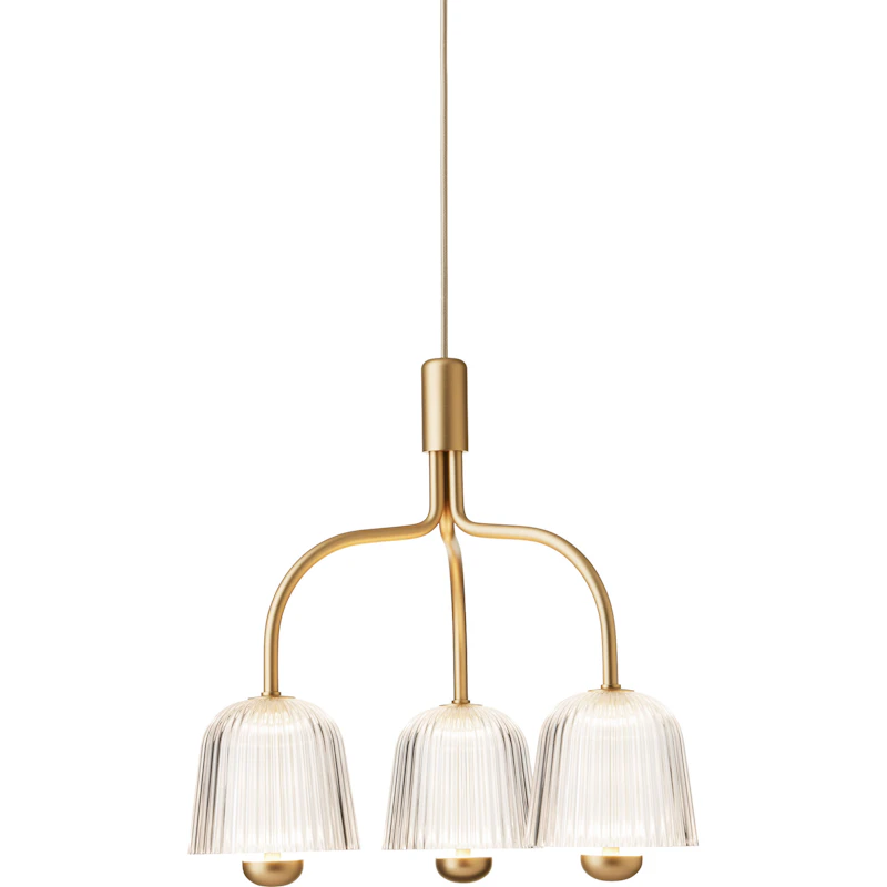 Asteea 3 Lysekrone, Satin Brass / Klar