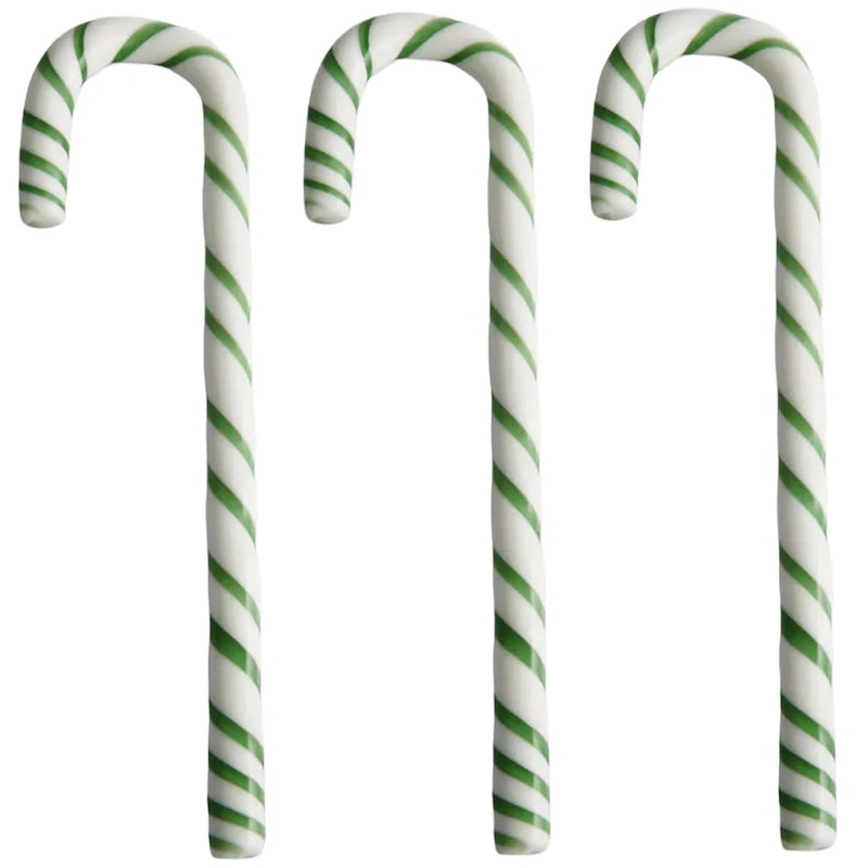 Polka Stick Julepynt 17 cm 3-pk, Hvit/Grønn