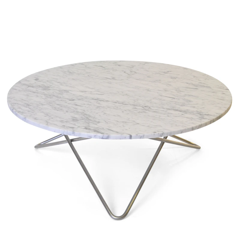 Large O Sofabord Ø100 cm, Stål/Hvit Marmor