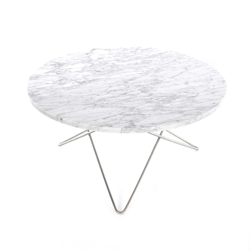 O Table Sofabord Ø80 cm, Stålstativ/Hvit Marmor
