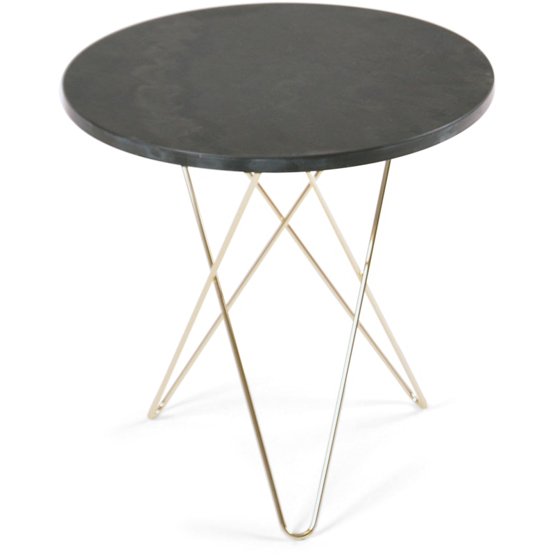 Tall Mini O Table Sidebord Ø50 cm, Messing/Rustikk Skifer