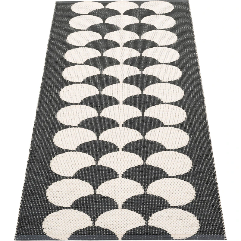 Poppy Teppe Sort/Vanilla, 70x150 cm