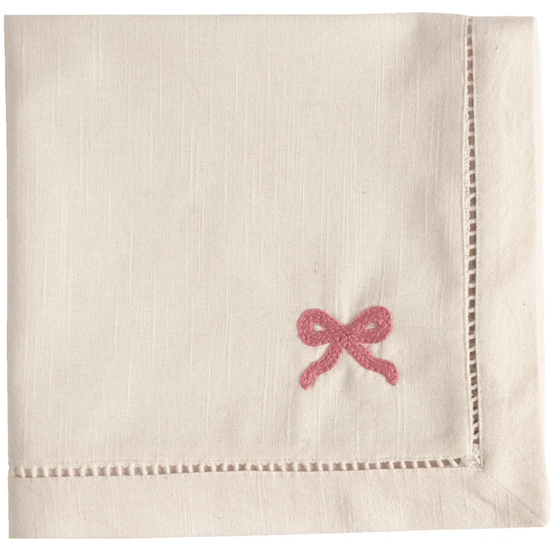 Bow Bomullsserviett 45x45 cm, Rosa