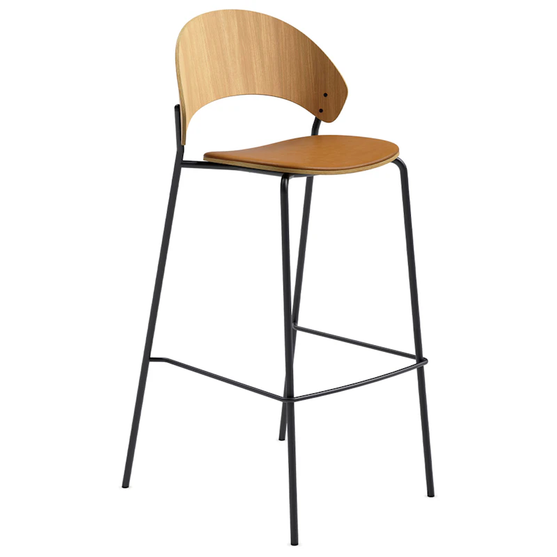 Dosina Barstol 75 cm, Eik / Cognacfarget Skinn