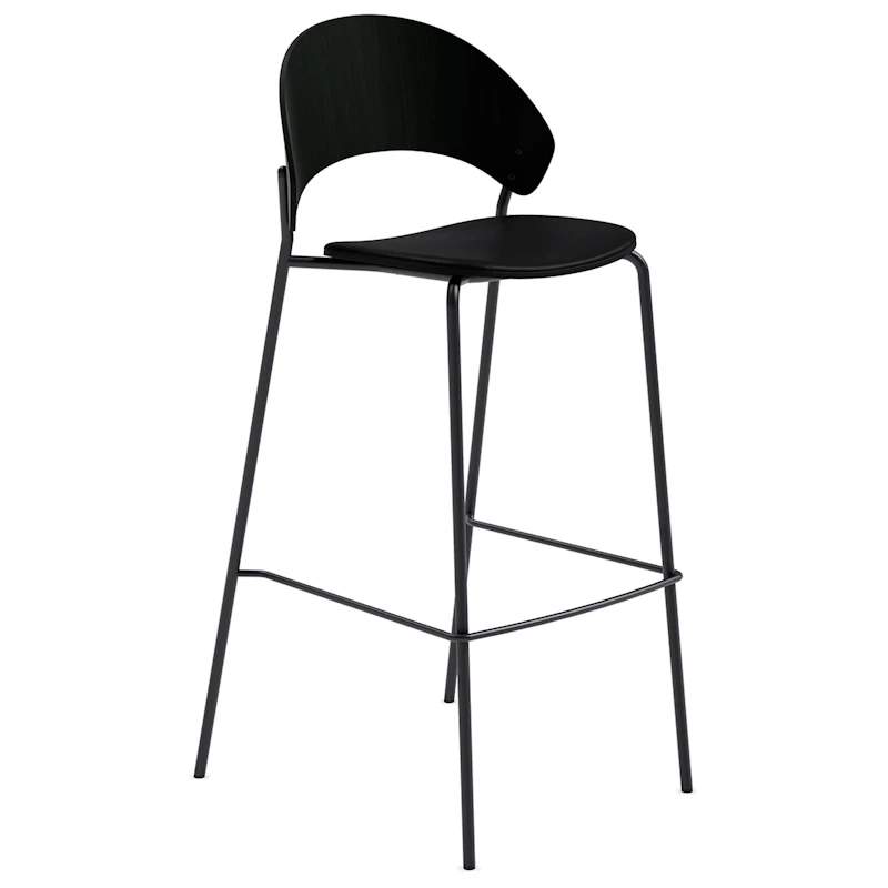 Dosina Barstol 75 cm, Svart Eik / Black Leather