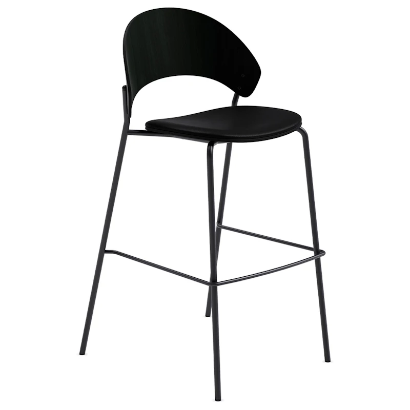 Dosina Barstol 65 cm, Svart Eik / Black Leather