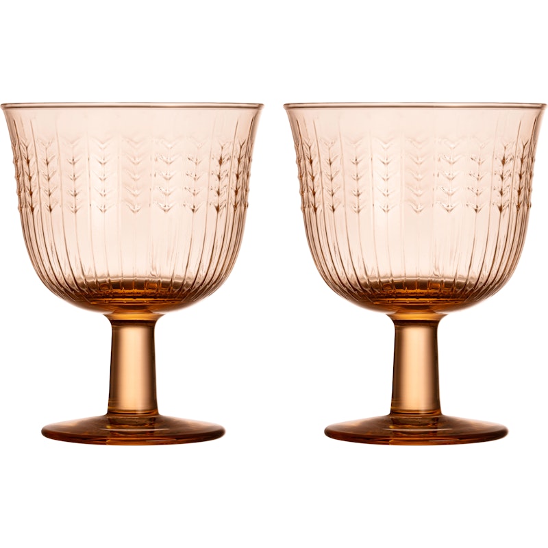 Swedish Grace Drikkeglass Med Fot 28 cl 2-pk, Caramel