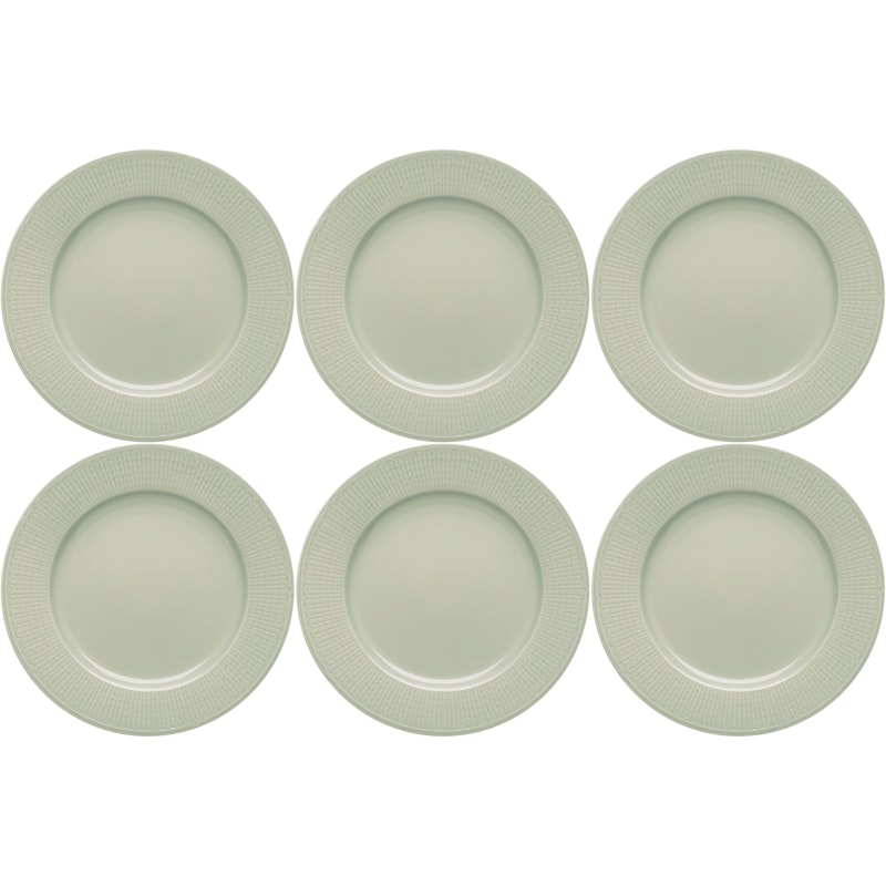 Swedish Grace Tallerken 21 cm 6-pk, Meadow (Light Green)