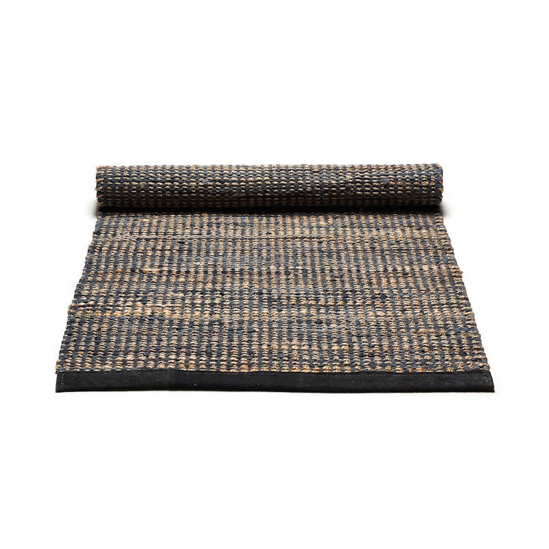 Jute/Leather Gulvteppe 75x200 cm, Mørk Grå