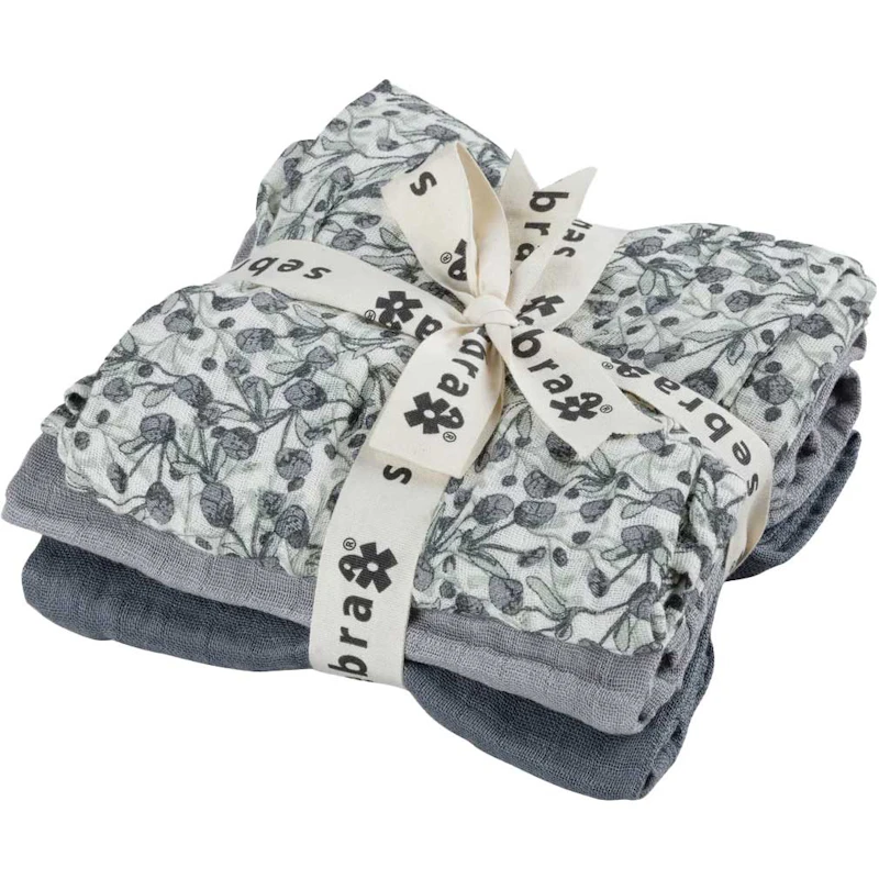 Muslin Babyteppe 3-pk, Blue Olive