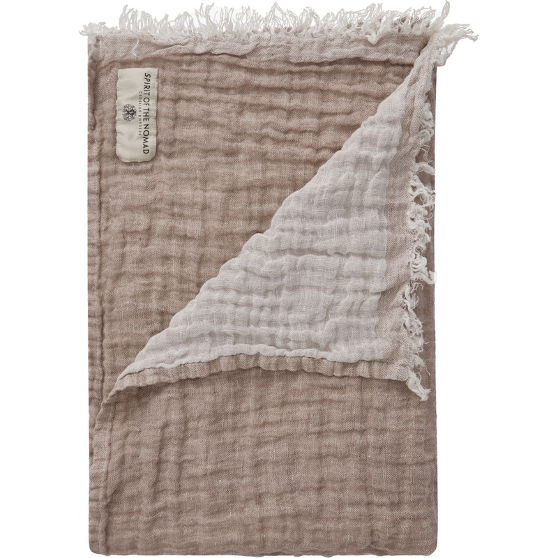 Linen Pledd 130x170 cm, Off-white / Ash Brown